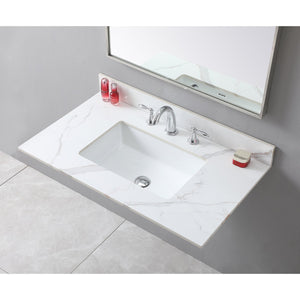 English Elm Montary 37-Inch Carrara Gold Vanity Top With Undermount Sink - Elegant, Durable, Easy Install! W509107289