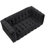 English Elm 63" Modern Sofa Dutch Fluff Upholstered Sofa With Solid Wood Legs, Buttoned Tufted Backrest,Black