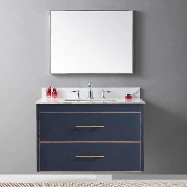 English Elm Montary 37-Inch Carrara Gold Vanity Top With Undermount Sink - Elegant, Durable, Easy Install! W509107289