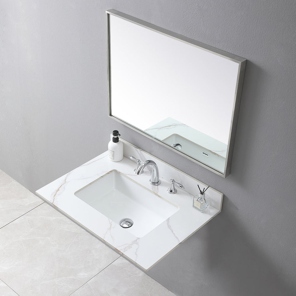 English Elm Montary 31-Inch Carrara Stone Vanity Top With Undermount Sink & Backsplash - Elegant Bathroom Upgrade! W509107287