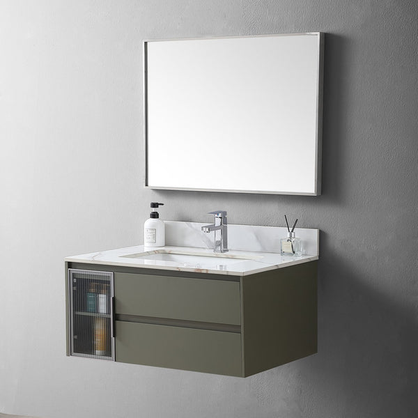 English Elm Montary 31-Inch Carrara Gold Stone Vanity Top With Undermount Sink, Faucet Hole & Backsplash W509107286