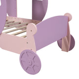 Hearth and Haven Zing Twin Size Princess Carriage Bed with Stair, Purple and Pink HL000054AAH