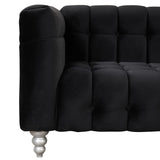 English Elm 89" Modern Sofa Dutch Fluff Upholstered Sofa With Solid Wood Legs, Buttoned Tufted Backrest,Black