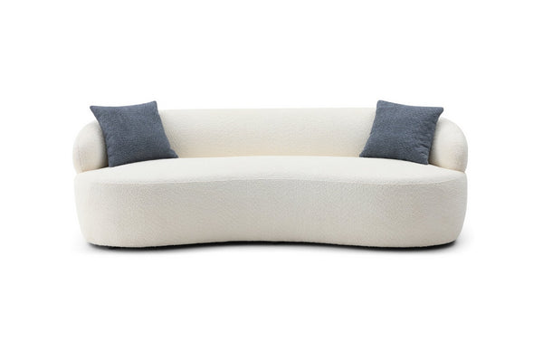 English Elm Mid Century Modern Boucle Cloud Sofa Three Seat Curved Frame for Living Room W87642013
