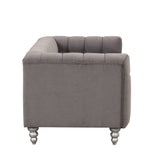 English Elm 63" Modern Sofa Dutch Fluff Upholstered Sofa With Solid Wood Legs, Buttoned Tufted Backrest,Gray