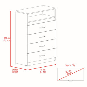 English Elm Omaha White 2-Piece Armoire & Dresser Set with Sliding Doors, Hanging Rod, 6 Drawers & Open Shelf B062S00259