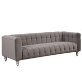 English Elm 89" Modern Sofa Dutch Fluff Upholstered Sofa With Solid Wood Legs, Buttoned Tufted Backrest,Gray