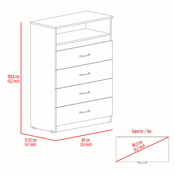 English Elm Midval White 2-Piece Bedroom Set with Armoire & Dresser—Spacious Drawers, Shelves, Hanging Rod, Stylish Storage B062S00255