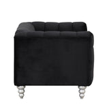 English Elm 42" Modern Sofa Dutch Fluff Upholstered Sofa With Solid Wood Legs, Buttoned Tufted Backrest,