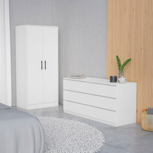 English Elm Wyoming Elegant 2-Piece White Bedroom Set with Armoire, Dresser 7 Drawers, Shelves & Rods B062S00256