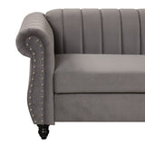 English Elm 51" Modern Sofa Dutch Fluff Upholstered Sofa With Solid Wood Legs, Buttoned Tufted Backrest,Gray