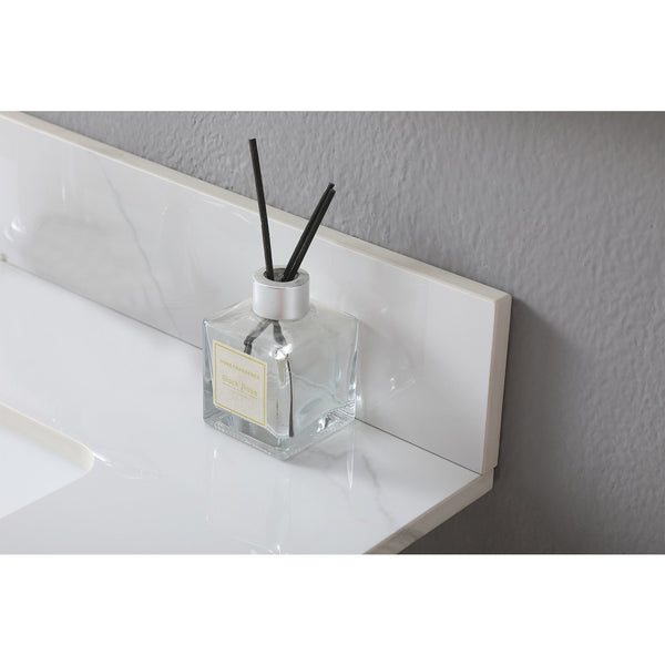 English Elm Montary 31-Inch Carrara Gold Stone Vanity Top With Undermount Sink, Faucet Hole & Backsplash W509107286