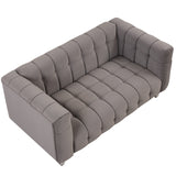 English Elm 63" Modern Sofa Dutch Fluff Upholstered Sofa With Solid Wood Legs, Buttoned Tufted Backrest,Gray