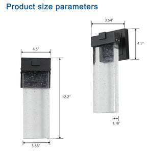 English Elm Outdoor Waterproof Transparent LED Crystal Wall Lamp 12W 2-Pack — Weatherproof Die-Cast Aluminum, Elegant Patio Sconce with Bubble Glass for Porch, Garden, Entryway W1340110434