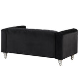 English Elm 63" Modern Sofa Dutch Fluff Upholstered Sofa With Solid Wood Legs, Buttoned Tufted Backrest,Black