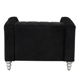 English Elm 42" Modern Sofa Dutch Fluff Upholstered Sofa With Solid Wood Legs, Buttoned Tufted Backrest,