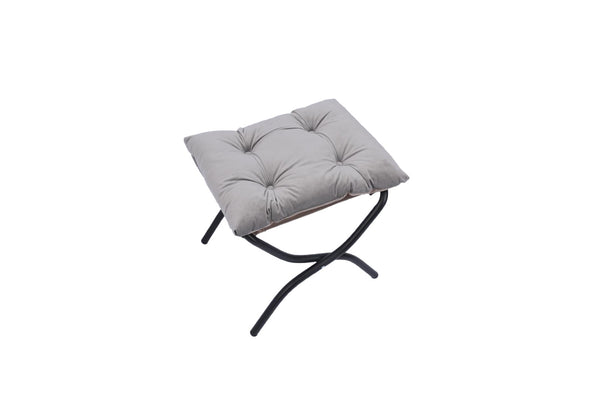 English Elm Living Room Cotton Lounge Chair with Ottoman Steel Frame Ergonomic Accent Seat Light Gray W1899121347
