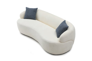 English Elm Mid Century Modern Boucle Cloud Sofa Three Seat Curved Frame for Living Room W87642013