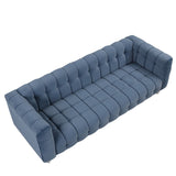 English Elm 89" Modern Sofa Dutch Fluff Upholstered Sofa With Solid Wood Legs, Buttoned Tufted Backrest,Blue