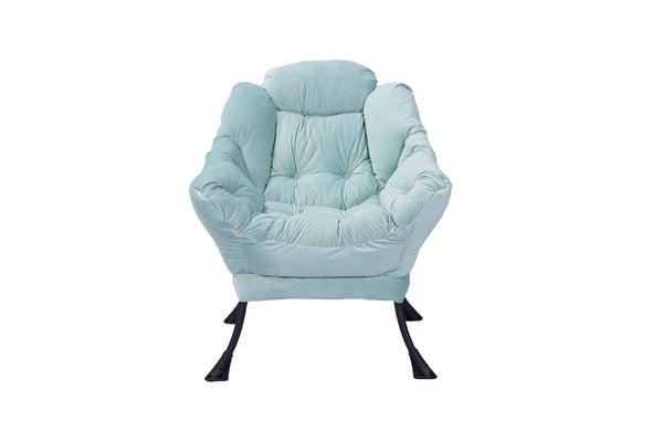 English Elm Living Room Cotton Lounge Chair with Ottoman Steel Frame Ergonomic Accent Seat Green W1899121340
