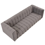 English Elm 89" Modern Sofa Dutch Fluff Upholstered Sofa With Solid Wood Legs, Buttoned Tufted Backrest,Gray