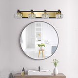 English Elm Led 4-Light Modern Crystal Bathroom Vanity Light Over Mirror Bath Wall Lighting Fixtures