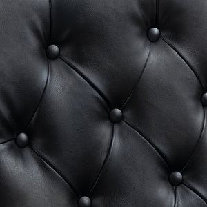 English Elm Wood Solid Frame Armchair Modern Accent Lounge Chair with Padded Foam Seat and Sturdy Rubberwood Legs Black PU W395109979