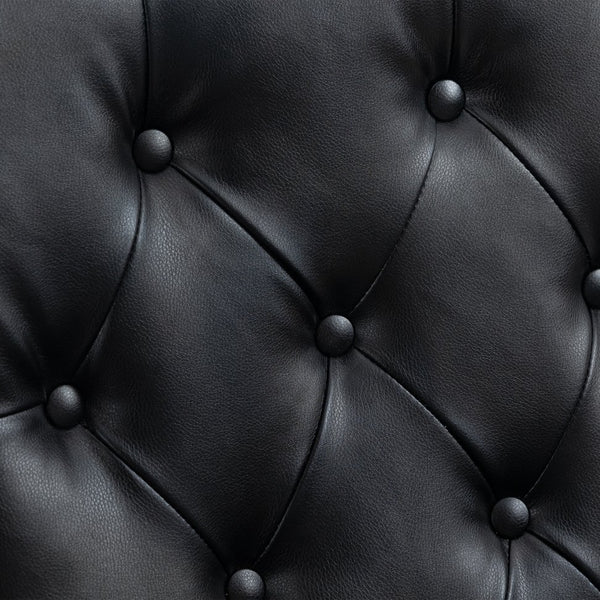 English Elm Wood Solid Frame Armchair with Padded Foam Seat and Curved Arms, Sturdy Wooden Legs for Living Room Black PU W395109979