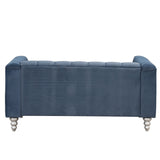 English Elm 63" Modern Sofa Dutch Fluff Upholstered Sofa With Solid Wood Legs, Buttoned Tufted Backrest,Blue