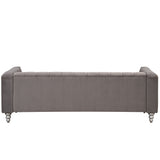 English Elm 89" Modern Sofa Dutch Fluff Upholstered Sofa With Solid Wood Legs, Buttoned Tufted Backrest,Gray