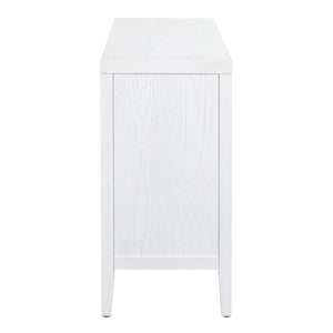 English Elm Trexm Vintage Four Door Sideboard Rubberwood Carved Panels Round Handles Dining Storage White WF307723AAK