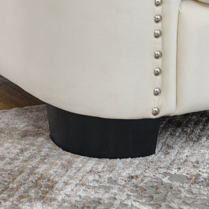 English Elm 3-Seater Velvet Beige Sofa Set - Stylish 2-Seater & 3-Seater Combination For Modern Living Rooms W834S00220