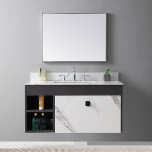 English Elm Montary Sintered Stone Vanity Top Carrara Gold Veining with Undermount Sink Included W509107291