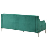 English Elm 78" Modern Sofa Dutch Plush Upholstered Sofa With Metal Legs, Button Tufted Back Green