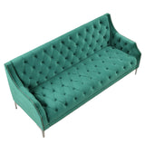 English Elm 78" Modern Sofa Dutch Plush Upholstered Sofa With Metal Legs, Button Tufted Back Green