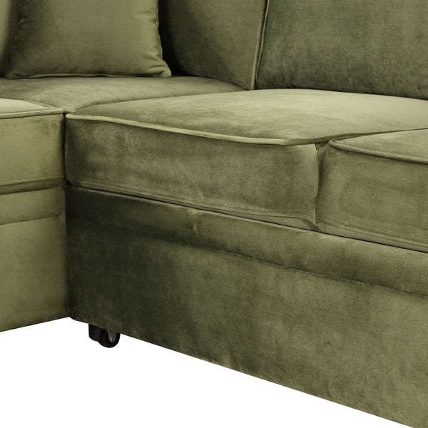 English Elm 84.75" Linen Sectional Sleeper Sofa with Storage Ottoman for Apartment Living SG000550AAF