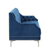 English Elm 78" Modern Sofa Dutch Plush Upholstered Sofa With Metal Legs, Button Tufted Back Blue