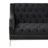 English Elm 78" Modern Sofa Dutch Plush Upholstered Sofa With Metal Legs, Button Tufted Back Black