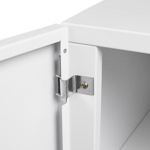English Elm White Rolling Metal Printer Stand with Locking Wheels Adjustable Shelf Home Office W1247110443