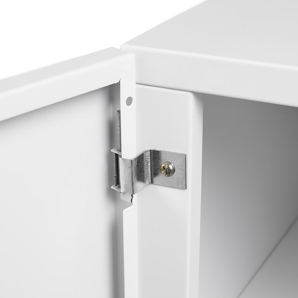 English Elm White Rolling Metal Printer Stand with Locking Wheels Adjustable Shelf Home Office W1247110443