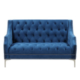 English Elm 55.5" Modern Sofa Dutch Plush Upholstered Sofa With Metal Legs, Button Tufted Back Blue