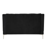 English Elm 55.5" Modern Sofa Dutch Plush Upholstered Sofa With Metal Legs, Button Tufted Back Black