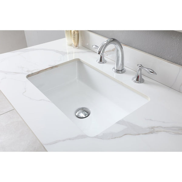 English Elm Montary Sintered Stone Vanity Top Carrara Gold Veining with Undermount Sink Included W509107291