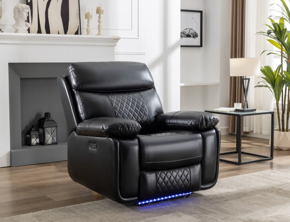 English Elm M046 Power Recliner with Led Underlighting Usb Charging Contemporary Lounge Chair W1805106083