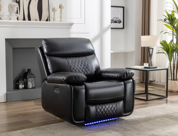 English Elm M046 Power Recliner with Led Underlighting Usb Charging Contemporary Lounge Chair W1805106083