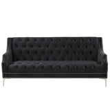 English Elm 78" Modern Sofa Dutch Plush Upholstered Sofa With Metal Legs, Button Tufted Back Black