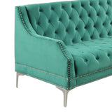 English Elm 78" Modern Sofa Dutch Plush Upholstered Sofa With Metal Legs, Button Tufted Back Green