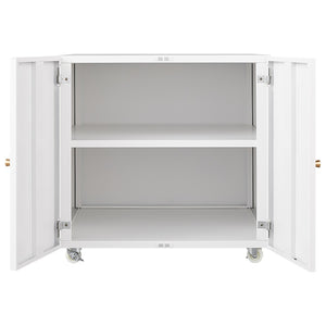 English Elm White Rolling Metal Printer Stand with Locking Wheels Adjustable Shelf Home Office W1247110443
