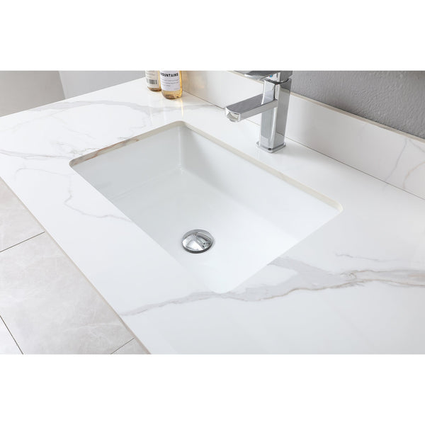 English Elm Montary 43X22 Inch Sintered Stone Vanity Top In Carrara Gold With Pre-Attached Sink & Backsplash W509107290