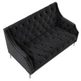 English Elm 78" Modern Sofa Dutch Plush Upholstered Sofa With Metal Legs, Button Tufted Back Black